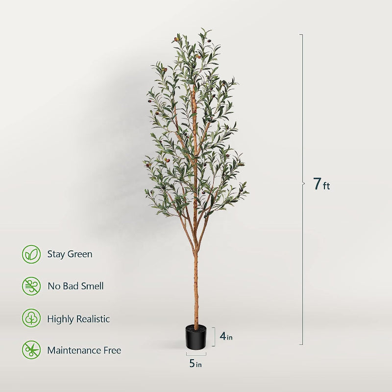 Hot selling 6FT Tall with Natural Wood Trunk and Lifelike Fruits Artificial Olive Tree for Home Office Decor Yooly Plants - YL208175