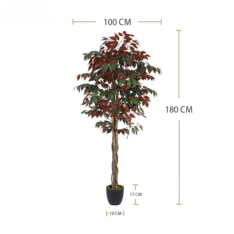 Fake Plants Green Large Artificial Red Ficus Tree Indoor Decorative Bigartificial Banyan Tree Fiberglass Artificial Tree for Outdoor Yooly Plants - YL008200060
