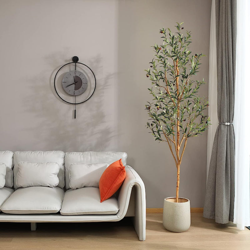 Hot selling 6FT Tall with Natural Wood Trunk and Lifelike Fruits Artificial Olive Tree for Home Office Decor Yooly Plants - YL208175