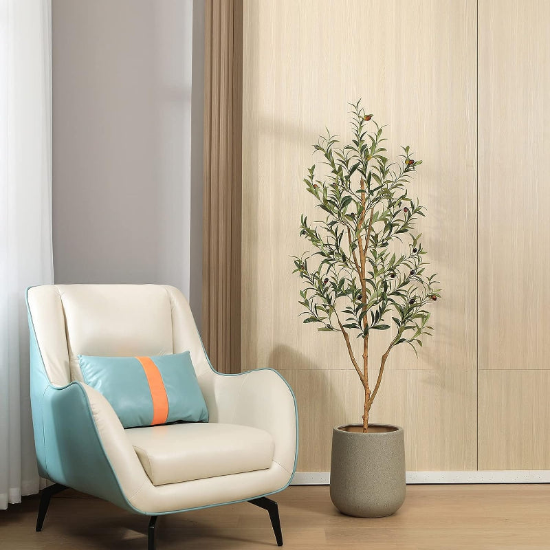 Hot selling 6FT Tall with Natural Wood Trunk and Lifelike Fruits Artificial Olive Tree for Home Office Decor Yooly Plants - YL208175