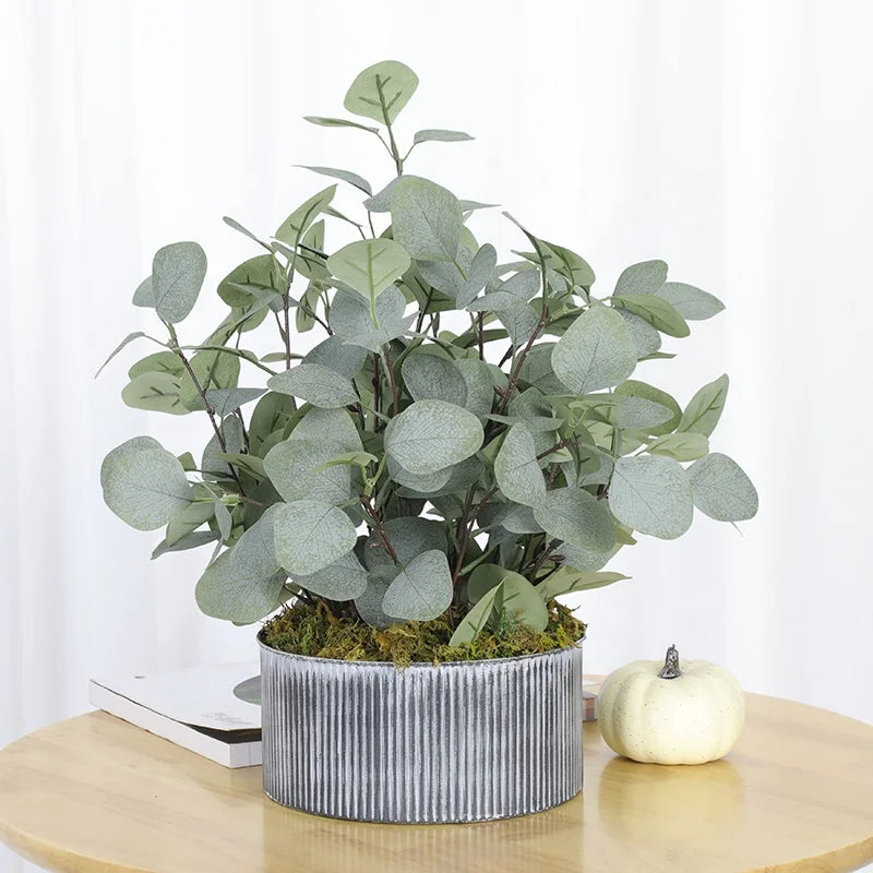 Fake Plants Artificial Eucalyptus Leaves Table Top Plants Faux Plants Desk Fake Potted Plants Table Centerpiece for Home Decor Office Greenery Decor Yooly Plants - YL024035