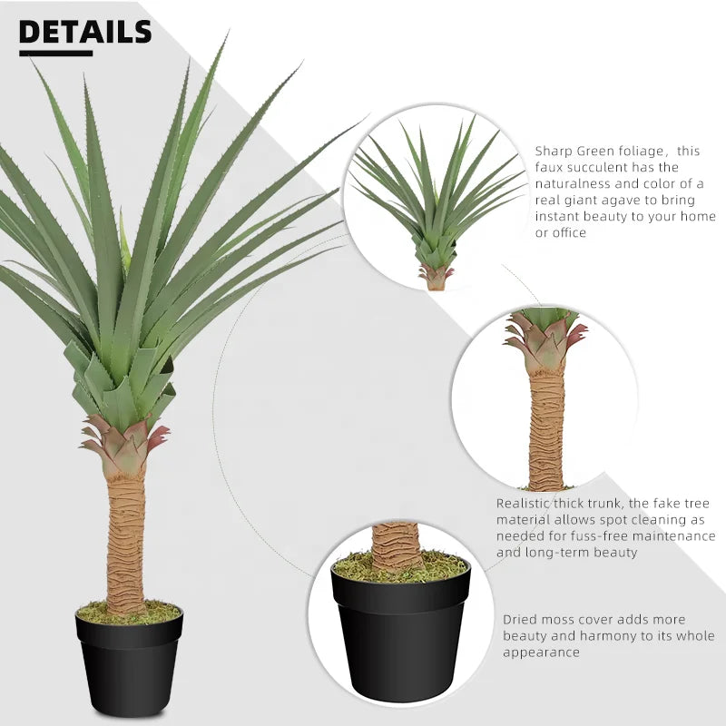 Potted Artificial Agave Plant UV Resistant 110cm Yooly Plants Artificial Plants Agave Plants for Home Decor - YL137220010