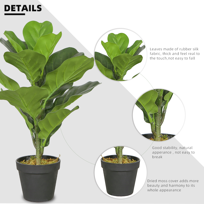 50cm Grade Faux Mini Plant Real Touch Artificial Natural Artificial Tree Fiddle Leaf Fig Plant for Indoor - YL010264