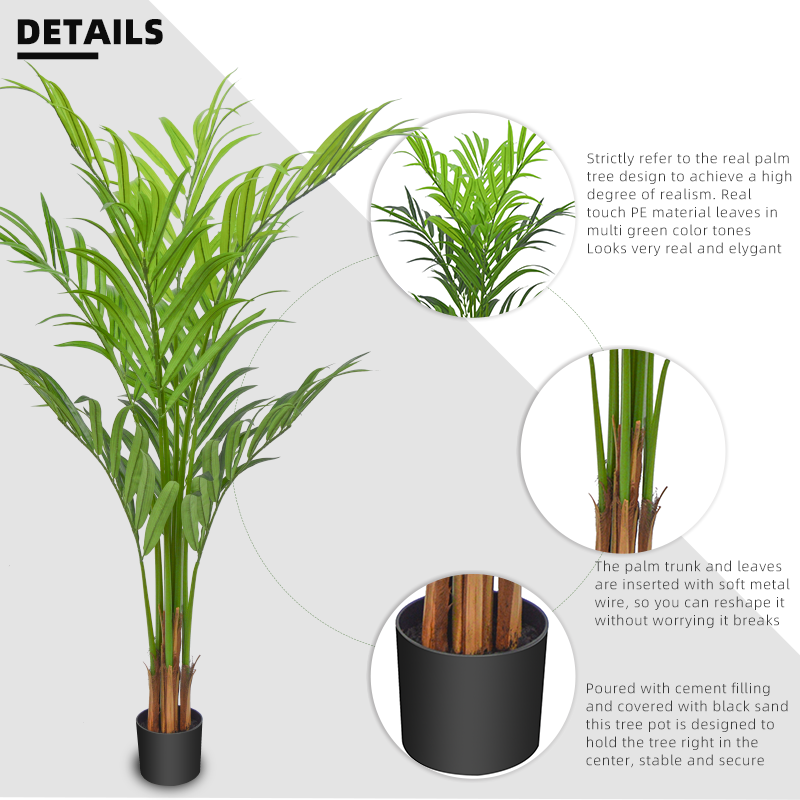 Fake Plants Dark Green with Light Green Artificial Palm Tree Plants Potted Semi Trees for Wedding Decoration Yooly Plants - YL211030