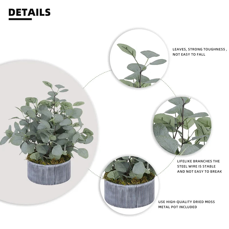 Fake Plants Artificial Eucalyptus Leaves Table Top Plants Faux Plants Desk Fake Potted Plants Table Centerpiece for Home Decor Office Greenery Decor Yooly Plants - YL024035