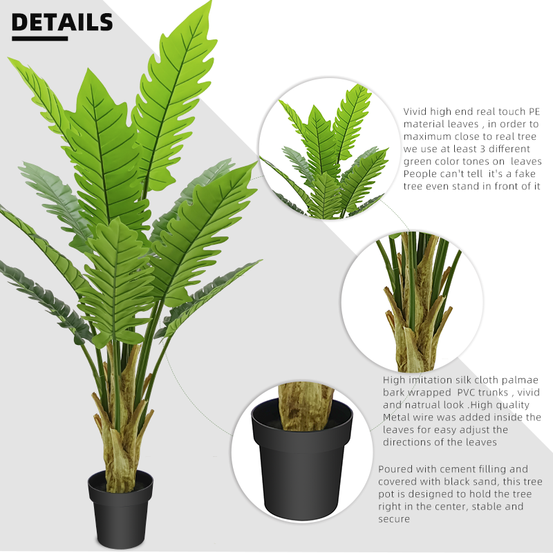 Fake Plants Hot Design Hotel Ornamental Plastic Fake Artificial Philodendron Leaf Tree Bonsai Tree 5ft 150cm Tall for Living Room Decor Yooly Plants - YL211014