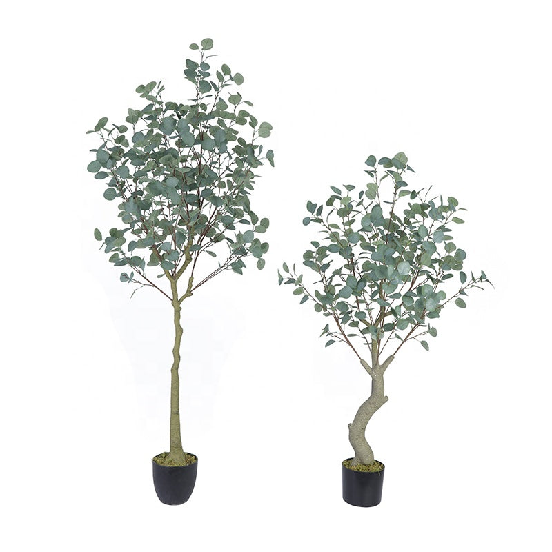 Fake Plants Eucalyptus Tree with Plastic Nursery Pot Faux Plastic Plant and Faux Silver Dollar tree Artificial Eucalyptus Tree for Home Deco Yooly Plants - YL008026