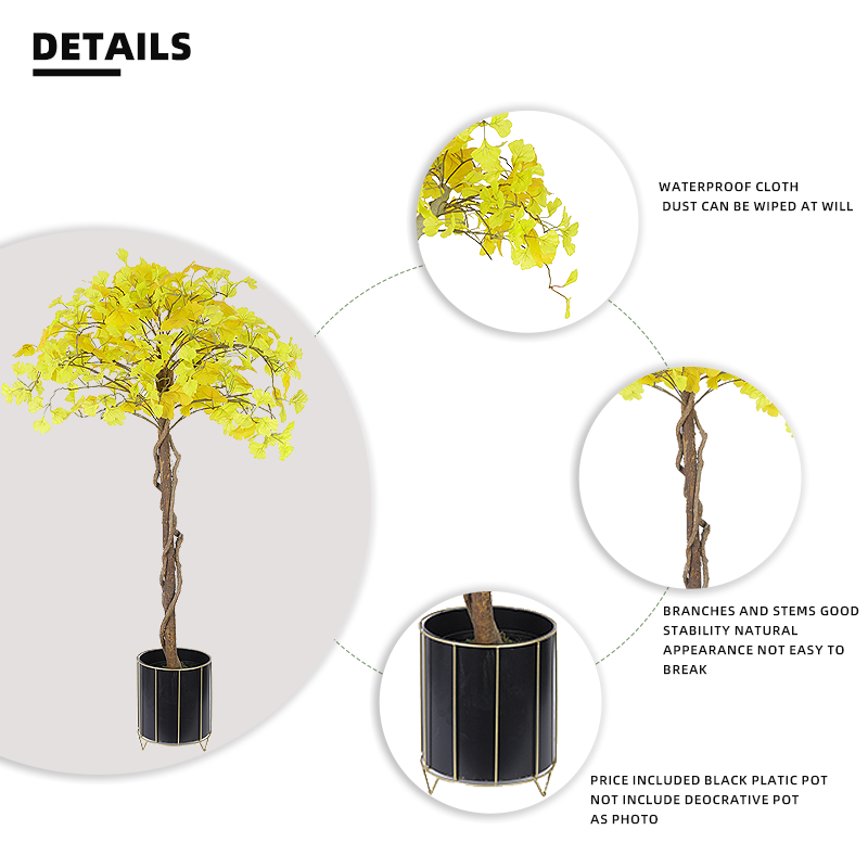 Wholesale Tall with Diameter Artificial Ginkgo Tree Customize Artificial Big Tree for Indoor and Outdoor Decoration Yooly Plants - YL008031
