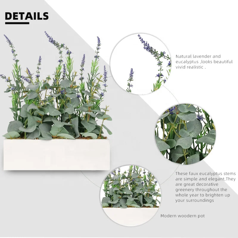 Yooly Plants Artificial Plants Artificial Flowers Set Dried Artificial Mixed Eucalyputs and Lavender Flower for Indoor Outdoor Decoration - YL22016