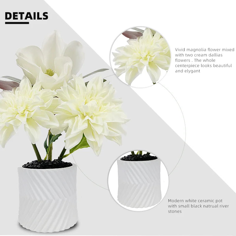 Artificial Flowers Tabletop Decoration Hotel Decor Set Dried Artificial Mixed Mixed Dahlia and Magnolia Flower for Indoor Outdoor Decoration - YL22046