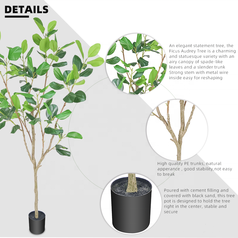 Best Price 230cm 90" Artificial Outdoor Shade Trees Fiscus Artificial Ficus Audrey Tree for Home Hotel Decoration Yooly Plants - YL208228