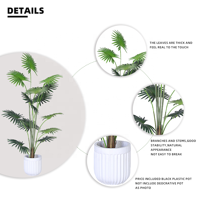 High Quality Artificial Fake Fan Palm Tree Leaves Artificial Chinese Fan Palm Tree Artificial Fan Palm Tree for Decor Yooly Plants - YL010077