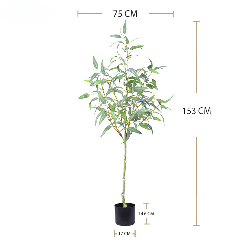 Wholesale Leaf Bundle Silk Screen Eucalypts Artificial Tree Home Decor Plastic Artificial Eucalyptus Tree with Fruits Yooly Plants - YL193015