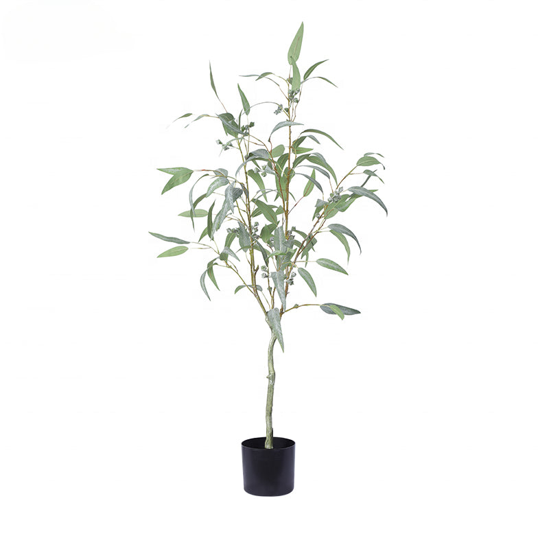 Wholesale Leaf Bundle Silk Screen Eucalypts Artificial Tree Home Decor Plastic Artificial Eucalyptus Tree with Fruits Yooly Plants - YL193015