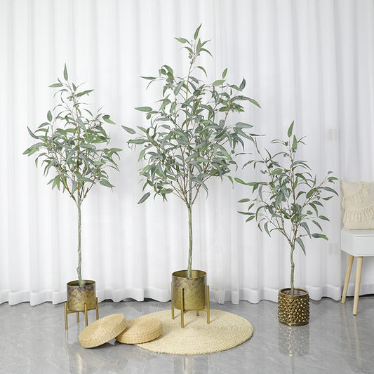 Wholesale Leaf Bundle Silk Screen Eucalypts Artificial Tree Home Decor Plastic Artificial Eucalyptus Tree with Fruits Yooly Plants - YL193015