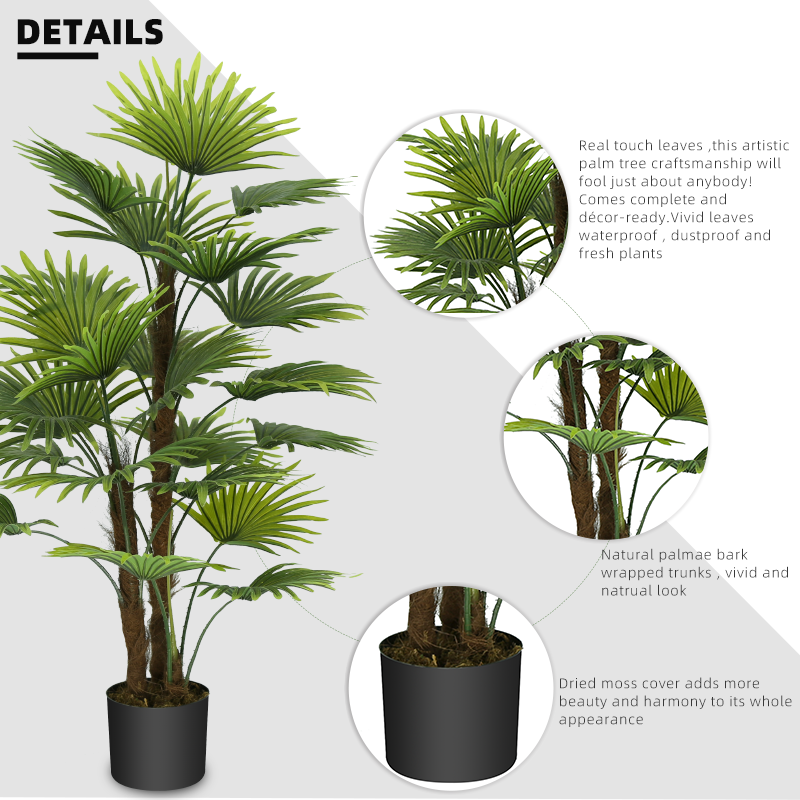 High Quality Artificial Fan Palm Tree Faux Fan Tree and Plants for Indoor Outdoor Decoration Yooly Plants - YL018200007