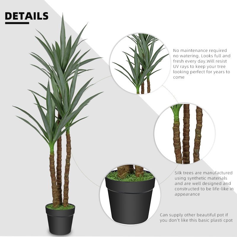Yooly Plants Modern Style Eco Friendly Artificial Yucca Fake Plants Simulation Green Tree For Outdoor Indoor Decoration - YL137220029