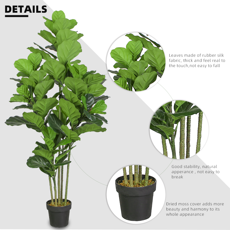 Fake Plants 165cm Grade Faux Plant Real Touch Artificial Natural Artificial Tree Fiddle Leaf Fig Plant for Home Outdoor Yooly Plants - YL010269