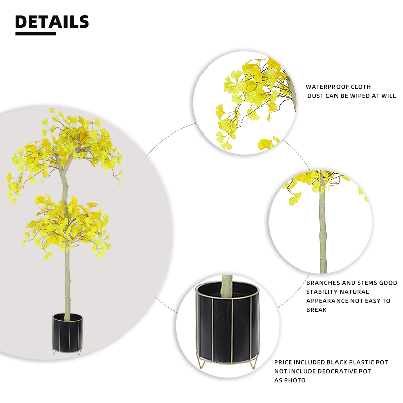 Large Tree Restaurant Decoration Yellow Artificial Ginkgo Plants Trees for Indoor and Outdoor Decoration Yooly Plants - YL010071