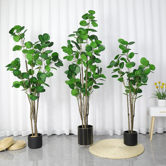 Multi Sized Indoor Decorative Circular Big Leaves Artificial Polyscias Balfouriana Bailey Tree in Pot Money Tree Yooly Plants - YL111200170