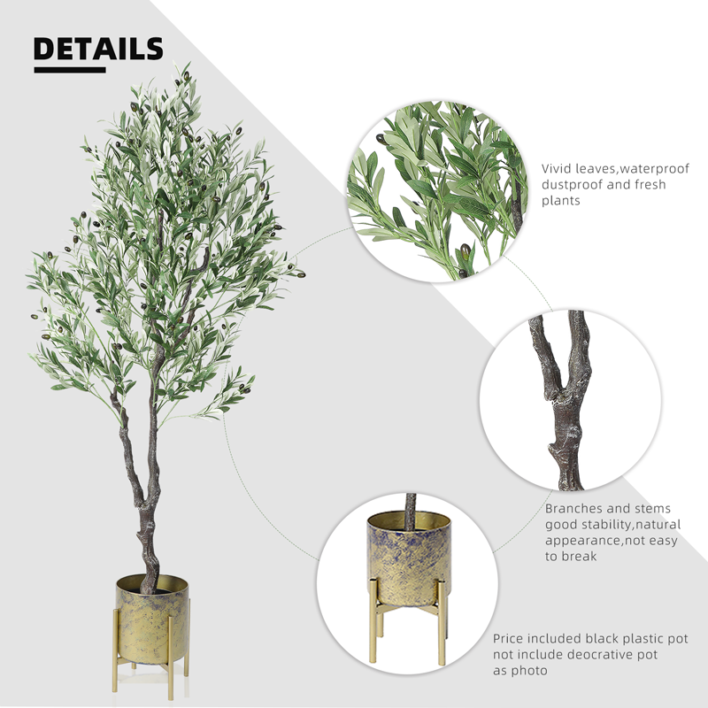 Indoor Decoration 180cm Artificial Faux Olives Plant Silk Leaf Artificial Olive Tree with Pot Artificial Bonsai Tree Yooly Plants - YL025078