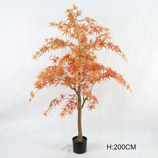 China Supplier 200CM House Plant Plastic Trunk Red Silk Leaves Fake Maple Tree Artificial Autumn In Pot For Interior Decor Yooly Plants - YL1061
