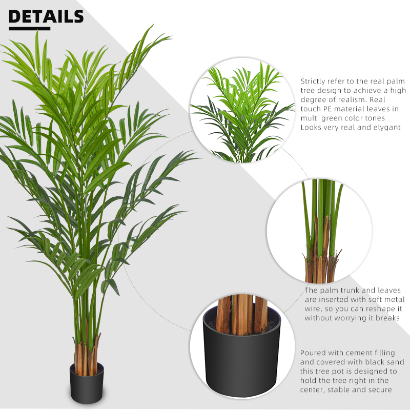 Fake Plants Dark Green with Light Green Artificial Palm Tree Plants Potted Trees for Garden Decoration Yooly Plants - YL211031
