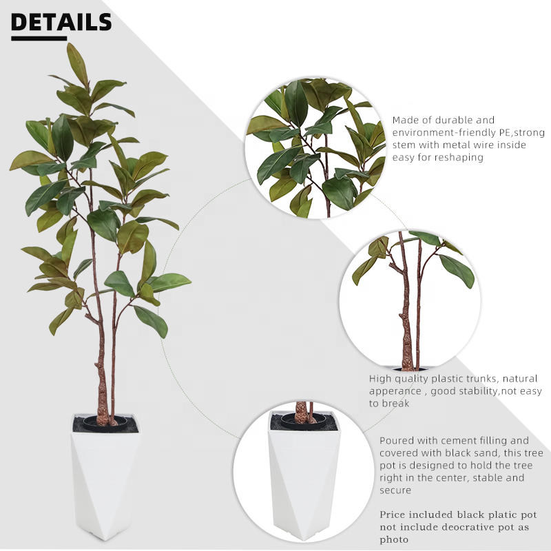High Simulation 5ft 150cm 59" Tall Magnolia Flower Tree Pink Magnolia Tree Artificial Magnolia Tree for Home Hotel Yooly Plants - YL208164