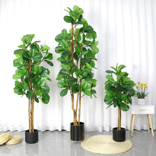 Hot Sale  Artificial Ficus Lyrata Tree Fake Fiddle Leaf Fig Plant Artificial Bonsai Tree Perfect House Warming Gift Party Yooly Plants - YL025200526