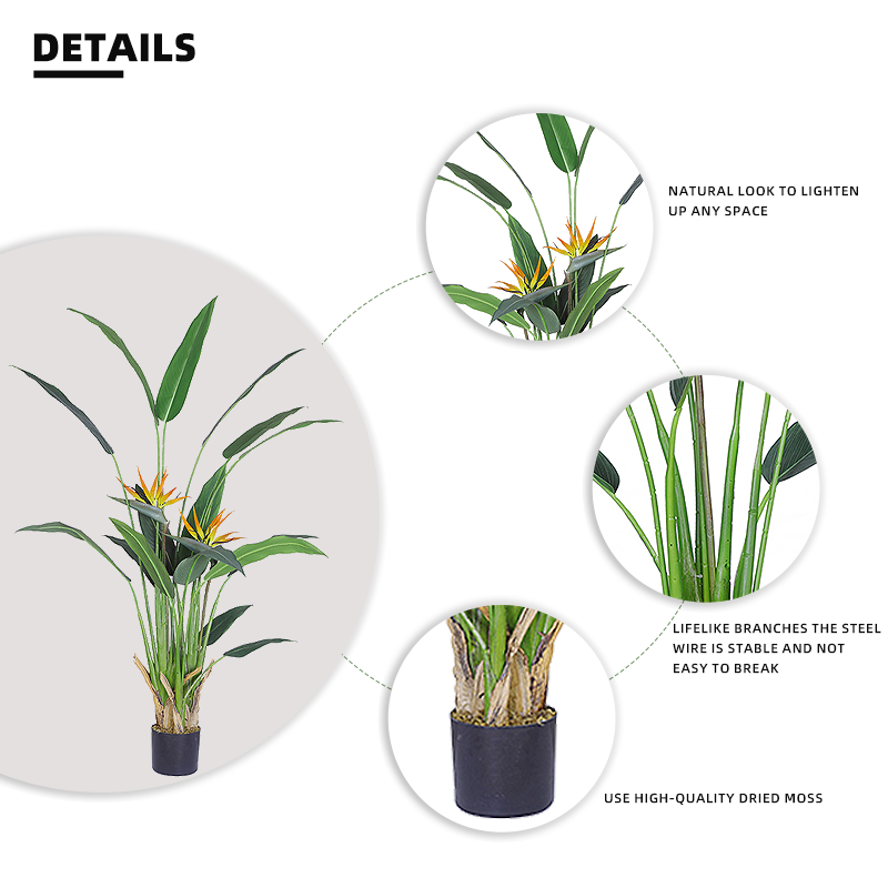 Artificial Palm Tree Bird of Paradise Simulation Plants Potted Semi Trees for Outdoor Indoor Yooly Plants - YL010088