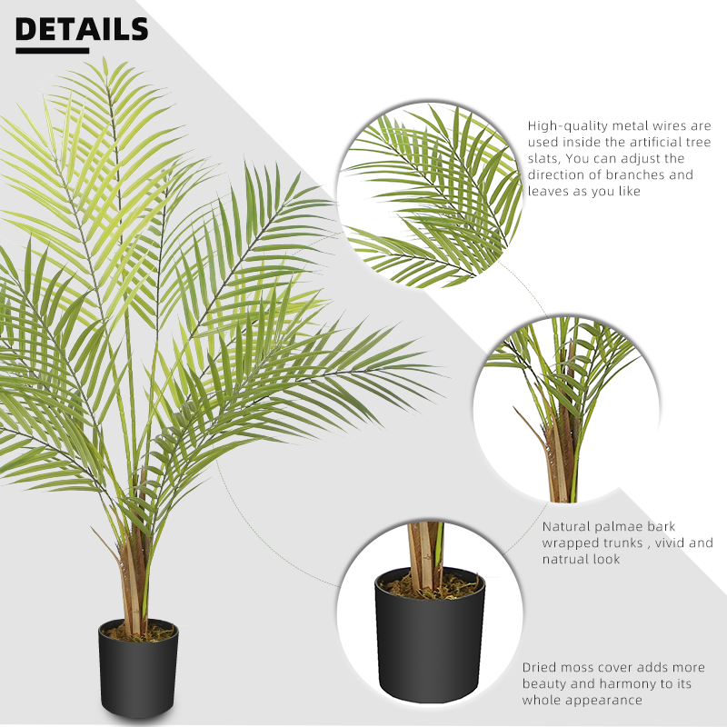 Fake Plants New Products 80CM Aerca Palm Tree Artificial Fake Palm Trees Royal Palm Tree for Outdoor Decoration Yooly Plants - YL010255