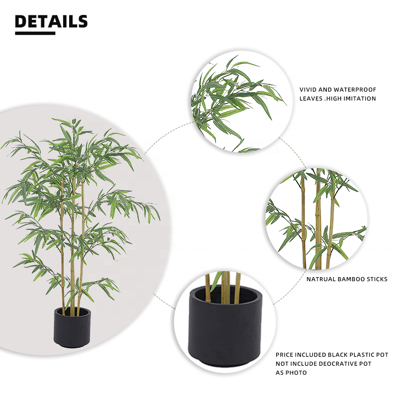 Fake Plants Factory Wholesale Simulation Green Plants Decorative Partition Screen Artificial Bamboo Tree in Black Plastic Pot Yooly Plants - YL008200094