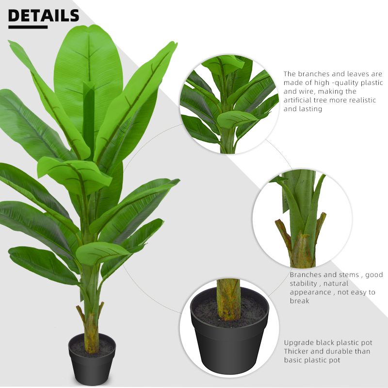 Fake Plants Hot Sale Artificial Plant Banana Tree Large leaf fake artificial Banana Tree Potted for indoor outdoor decoration Yooly Plants - YL211042