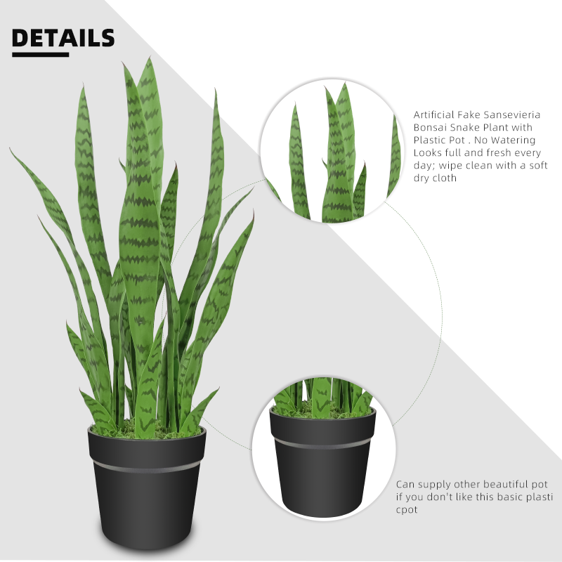 Yooly Plants New Design Bonsai Plant Real Touch Artificial Snake Plant With Pot For Outdoor Indoor Decoration - YL137220025