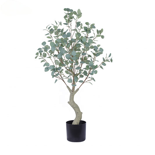 Fake Plants Eucalyptus Tree with Plastic Nursery Pot Faux Plastic Plant and Faux Silver Dollar tree Artificial Eucalyptus Tree for Home Deco Yooly Plants - YL008026