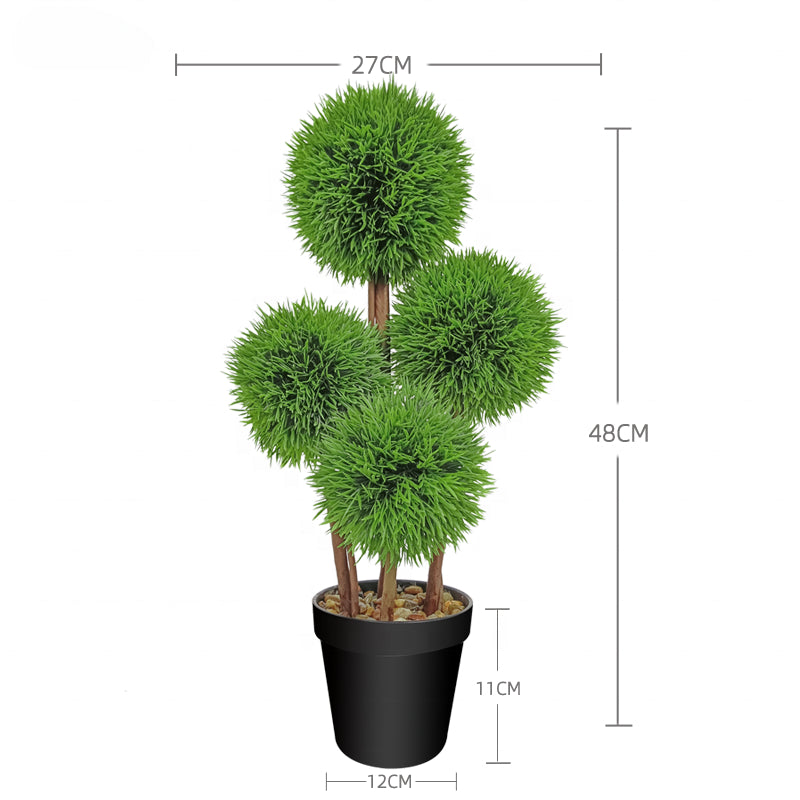 Fake Plants Small Green Potted Faux Plastic Plants 48cm UV protection Artificial Boxwood Hedge Topiary Ball Bonsai Tree Yooly Plants - YL212006