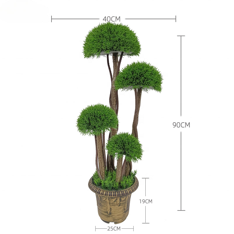 Fake Plants Indoor Decor 90cm UV resistant Plastic Faux Topiary Ball Greenery Plants Bonsai Artificial Tree in Pot Yooly Plants - YL210003