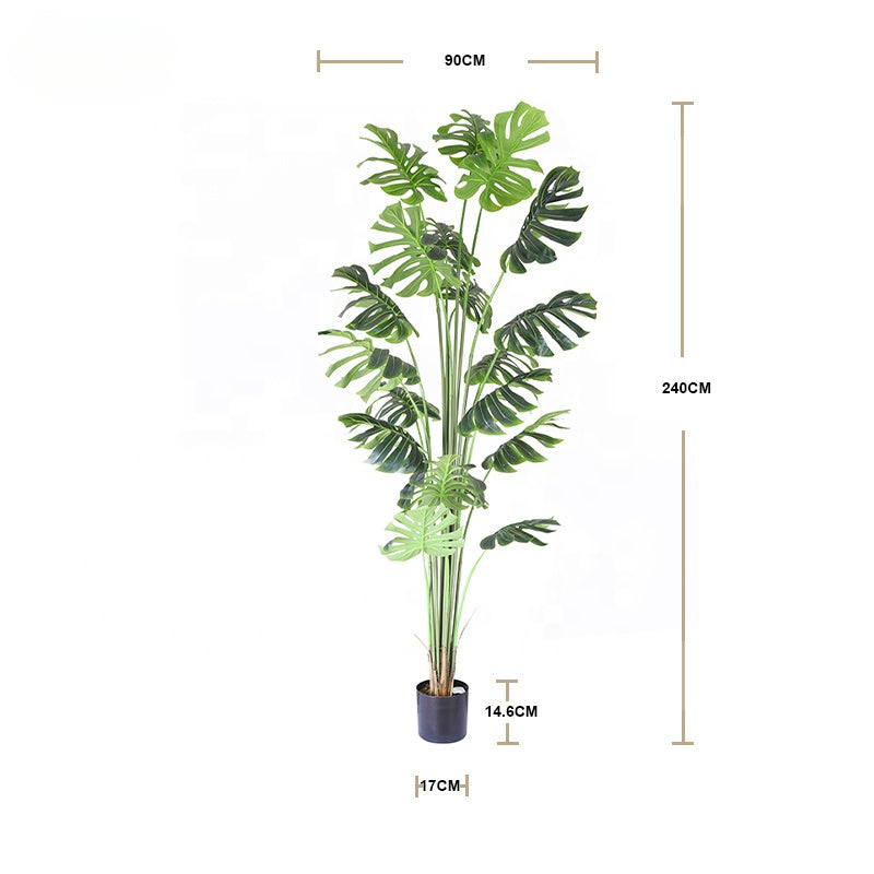 Tall Faux Greenery Home Decor Fake Green Palm Evergreen Monstera Leaves Artificial Plant 180cm 200cm 240cm In Black Pot Yooly Plants - YL010066