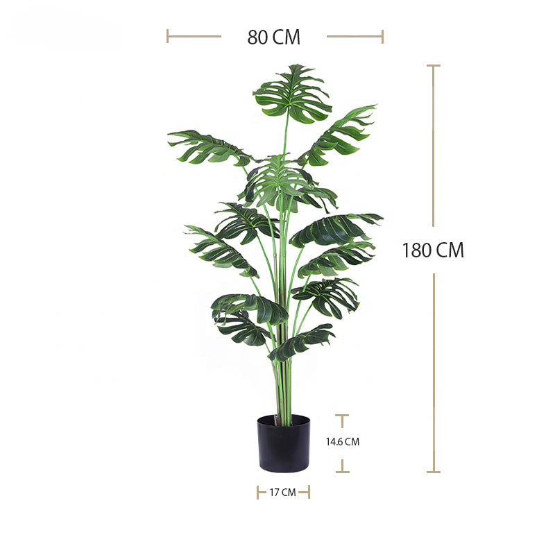 Tall Faux Greenery Home Decor Fake Green Palm Evergreen Monstera Leaves Artificial Plant 180cm 200cm 240cm In Black Pot Yooly Plants - YL010066