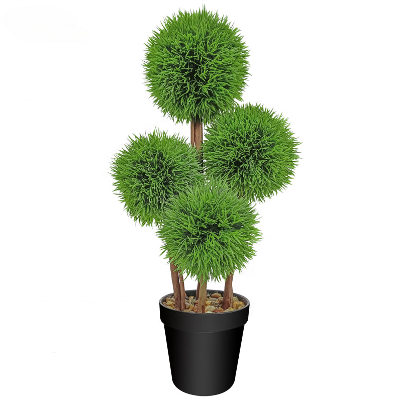 Fake Plants Small Green Potted Faux Plastic Plants 48cm UV protection Artificial Boxwood Hedge Topiary Ball Bonsai Tree Yooly Plants - YL212006