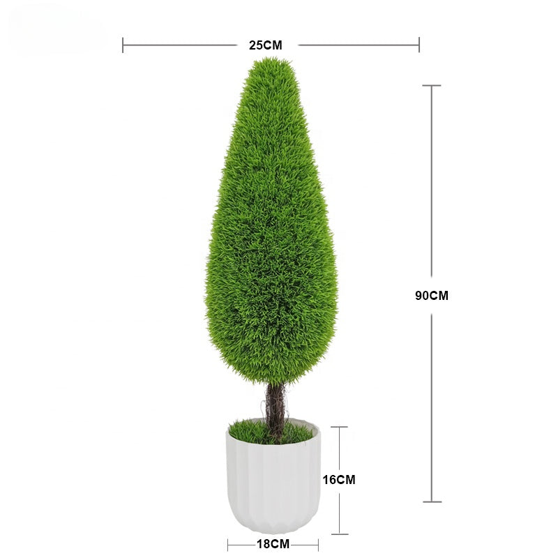 Fake Plants Indoor Outdoor Yooly Plants 90cm UV resistant Decoration Green Bonsai Cedar Artificial Cypress Tree Topiary Plant With Pot Yooly Plants - YL212001