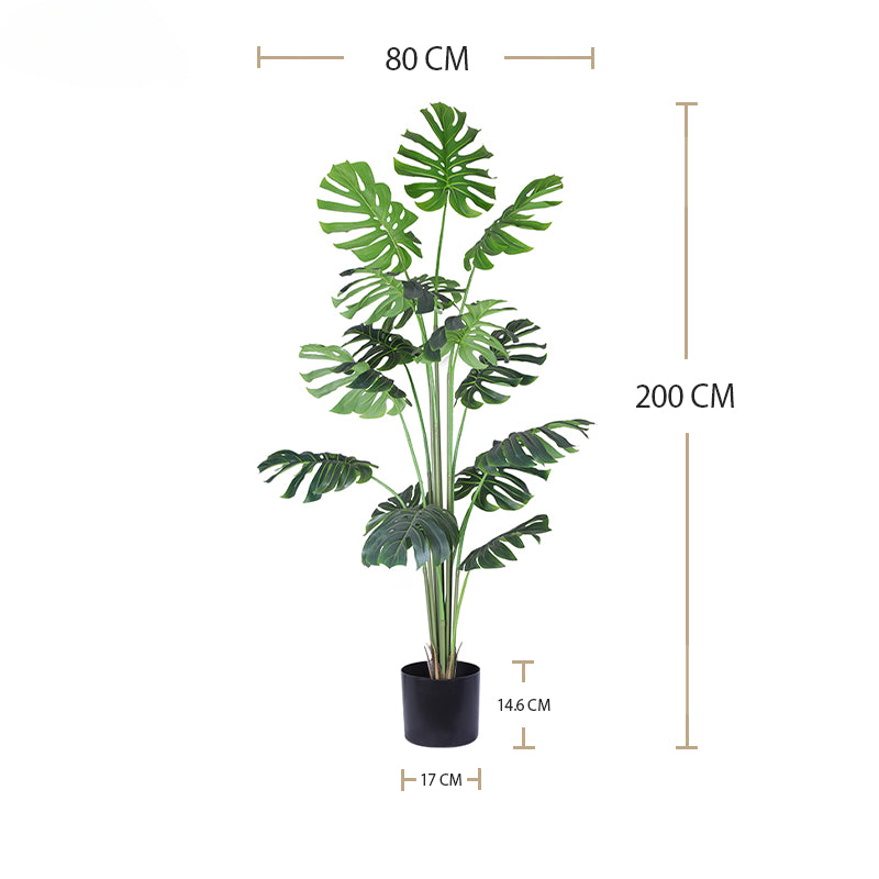 Tall Faux Greenery Home Decor Fake Green Palm Evergreen Monstera Leaves Artificial Plant 180cm 200cm 240cm In Black Pot Yooly Plants - YL010066