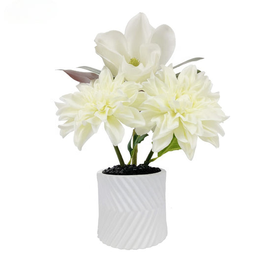 Artificial Flowers Tabletop Decoration Hotel Decor Set Dried Artificial Mixed Mixed Dahlia and Magnolia Flower for Indoor Outdoor Decoration - YL22046