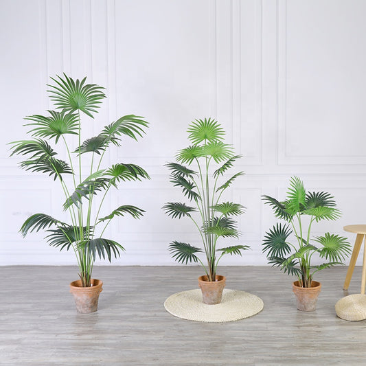 High Quality Artificial Fake Fan Palm Tree Leaves Artificial Chinese Fan Palm Tree Artificial Fan Palm Tree for Decor Yooly Plants - YL010077