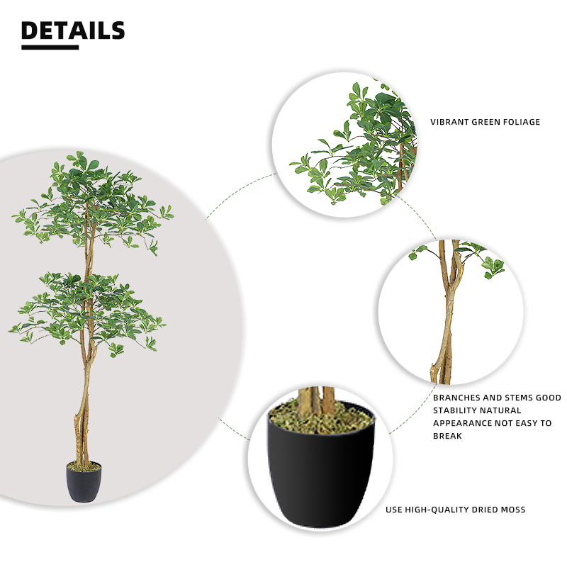 High Quality 180cm Wholesale Artificial Plants Artificial Schefflera Octophylla Tree for Indoor and Outdoor Decoration Yooly Plants - YL008032