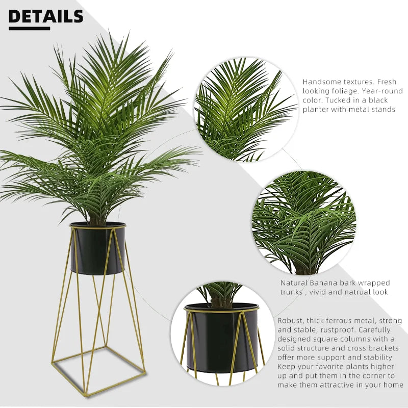 Decorative Artificial Fake Bonsai Palm Tree Leaves Artificial with Pot Faux Simulation Plants Yooly Plants Artificial Palm Tree - YL211050
