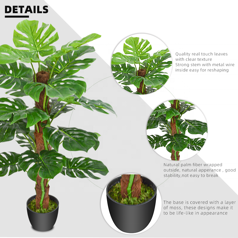 Hot Selling 80cm Tall  Artificial Tree for Outdoor Monstera Artificial Tree Plant for Home Hotel Decoration Yooly Plants - YL211078